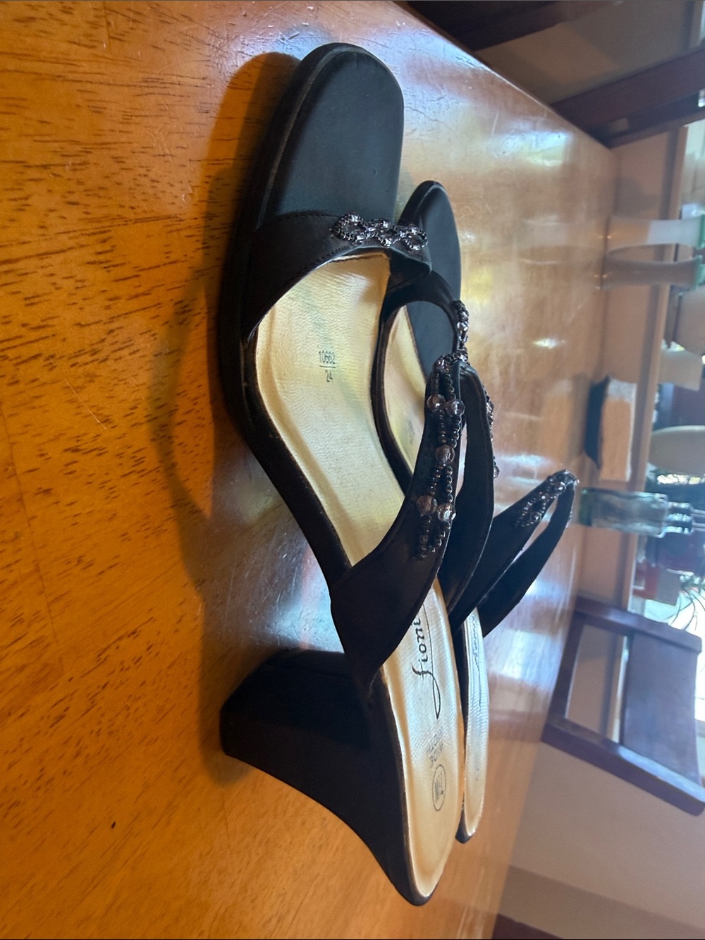 FIONI Clothing Black Beaded Open-Toe Heeled Sandals - Picture 3 of 7